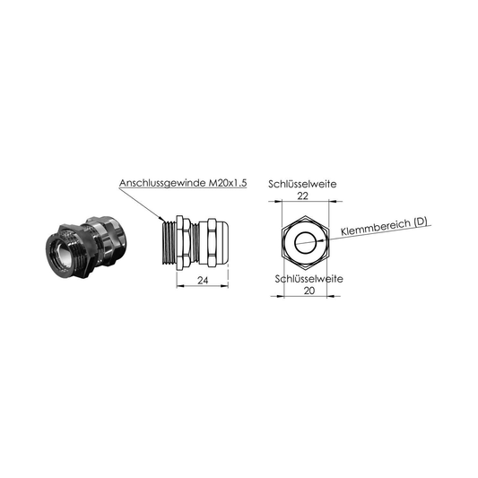KV M20x1,5, 5-10 mm, Typ M-EMV