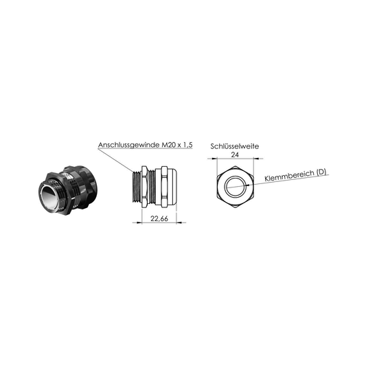 KV M20x1,5 , 7-12 mm, Typ M-EMV